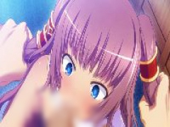 エロアニメ 紫髪の美少女ちゃんが上目遣いフェラチオ! 髪をひっつかまれ強制的にお口にどぴゅどぴゅ!