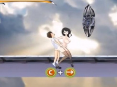エロアニメ 痴女な女教師が男の子に後ろからハメられながら、戦場を駆け抜ける!