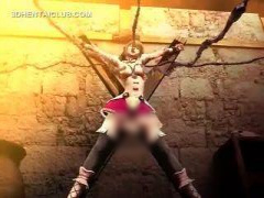 3Dエロアニメ SM調教 金髪のショートカットの美少女のお姫様が悪党に捕まり、拘束されたまま体を弄ばれる!