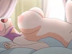 エロアニメ 美巨乳娘とフタナリちんぽを持つ美女との倒錯的なレズ百合セックス! ベッドの上で戯れてエビ反りするのがエロすぎる! !