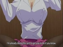 エロアニメ 巨乳美人アナウンサーが着衣のままチンポを咥え込む、ねっとりフェラでたっぷりご奉仕