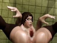 3Dエロアニメ トイレでメガネの巨乳ちょいブスをいいなりにしてフェラチオ...
