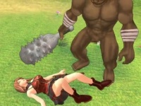 3Dエロアニメ オークにやぶれた女戦士がレイプされ男の子と3Pセックス