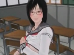 地味なメガネのセーラー服JKと教室SEXな3Dエロアニメ