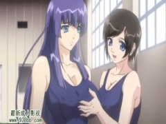 エロアニメ 女子同士がおっぱい触り合う! スク水から乳首まで浮き上がって...