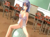 3Dエロアニメ パステルな三角ビキニの爆乳美少女が誘惑しながらバランスボールで乳揺れ!