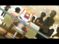 エロアニメ 爆乳JKがカフェでみんなが見ているの公開オナニーをしちゃいま...