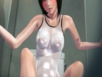 3Dエロアニメ 白水着を着た関西弁彼女に罵られながら足コキしてもらう変態彼氏