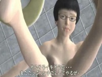 3Dエロアニメ 短めおかっぱ頭のJKがトイレでキモおじさんに処女レイプされ...
