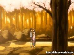 エロアニメ 桜舞う木の下で巨乳美少女と快感野外セックス!