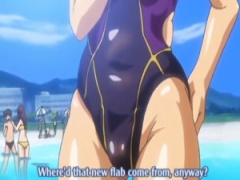 清楚系エッチな競泳水着女子とビーチで隠れてパコパコSEX三昧なバカンス エロアニメ