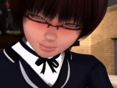 3Dエロアニメ 細い眼鏡の童顔美少女がお口で濃厚フェラチオしまくりの三次...