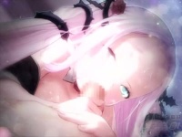3Dエロアニメ ピンク髪少女のチンポに吸い付くネットリフェラチオで口内射精