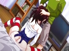 エロアニメ シマシマニーソックス爆乳美少女がアヘ顔連発でマジ抜ける! !