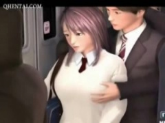 3Dエロアニメ 白セーター制服jkが電車で痴漢されて巨乳を揉み揉みされてい...