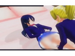 3Dエロアニメ ラブ○イブの美少女女子校生2人がレズセックス お互いマンコをナメナメしたあと股間を擦り付け合う松葉崩しプレイ