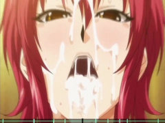エロアニメ 赤い髪の巨乳おっぱい美女が舌先使っていやらしく濃厚フェラチオしまくり!